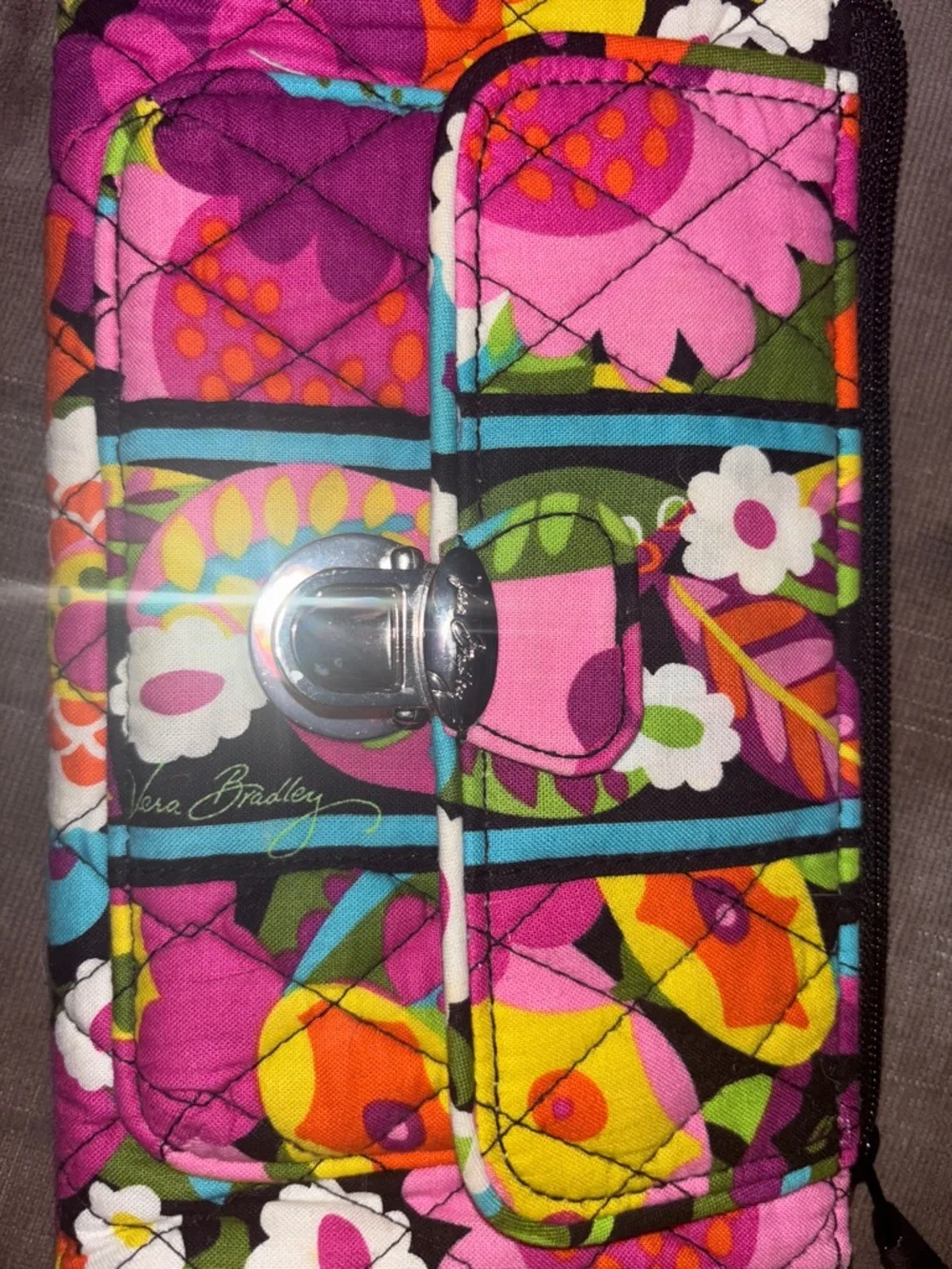 Vera Bradley Multicolor Floral Quilted Wristlet Wallet va va voom